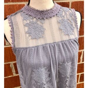 Lavender Medium Miss Chievous Sleeveless Lined Laced Top